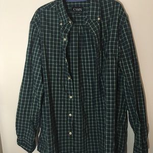Men’s Chaps Green Plaid Dress Shirt